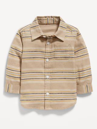 Long-Sleeve Striped Linen-Blend Shirt for Baby | Old Navy (US)