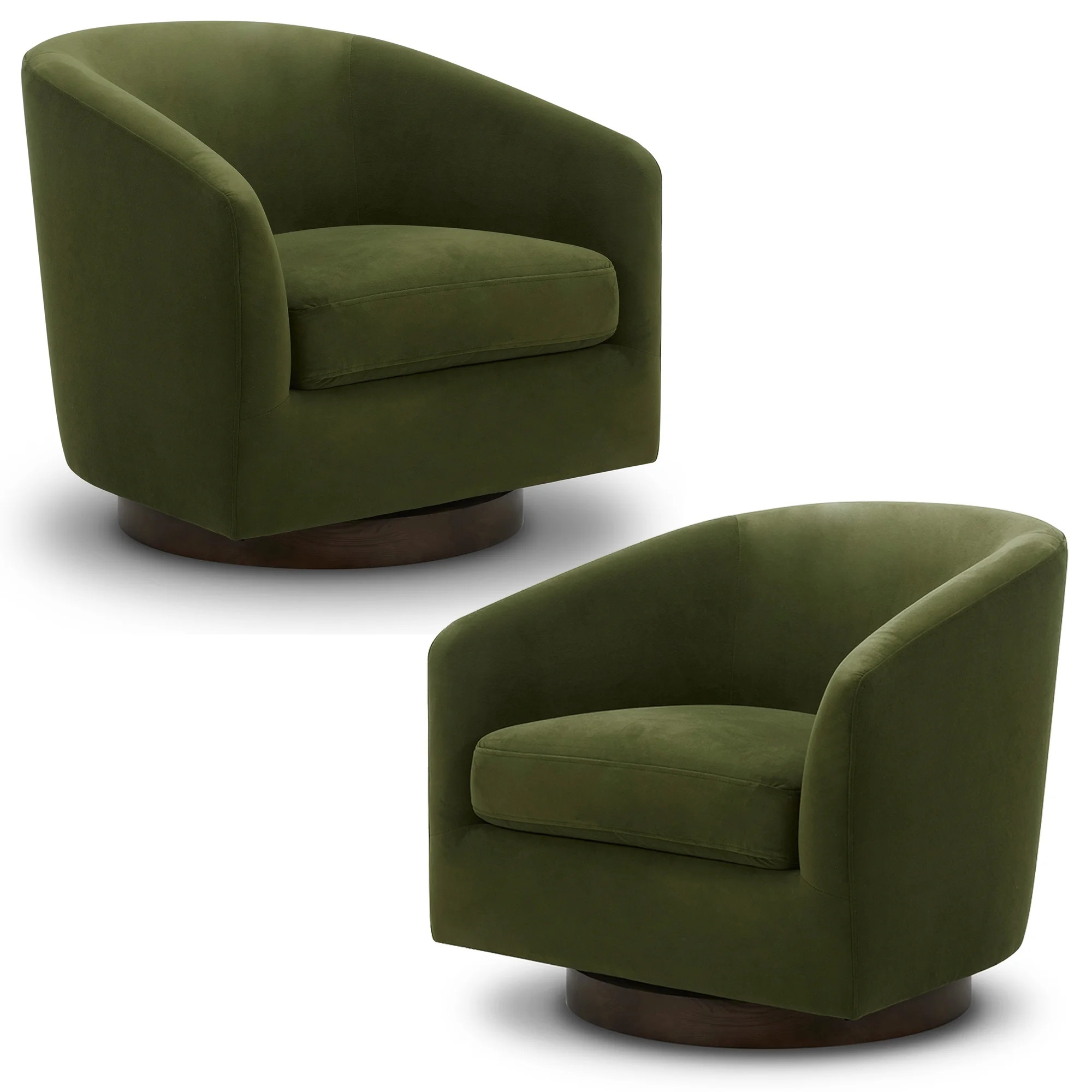 CHITA Swivel Accent Chair Set of 2, Velvet Round Barrel Arm Chair Living Room, Forest Green - Wal... | Walmart (US)