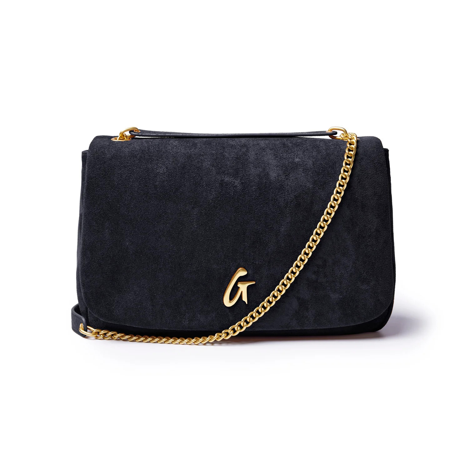 MEDIUM SUEDE FLAP BAG - BLACK | Glam-Aholic Lifestyle