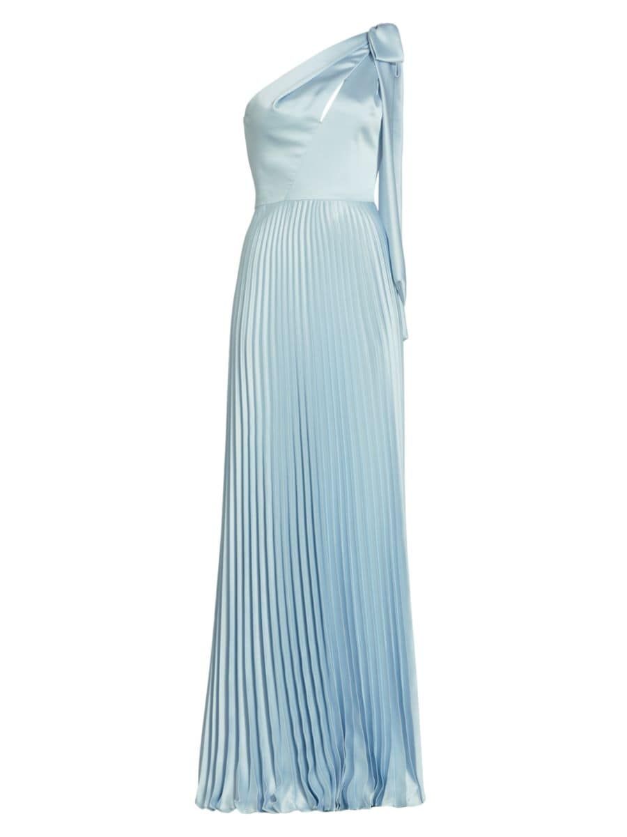 Satin One-Shoulder Pleated Gown | Saks Fifth Avenue