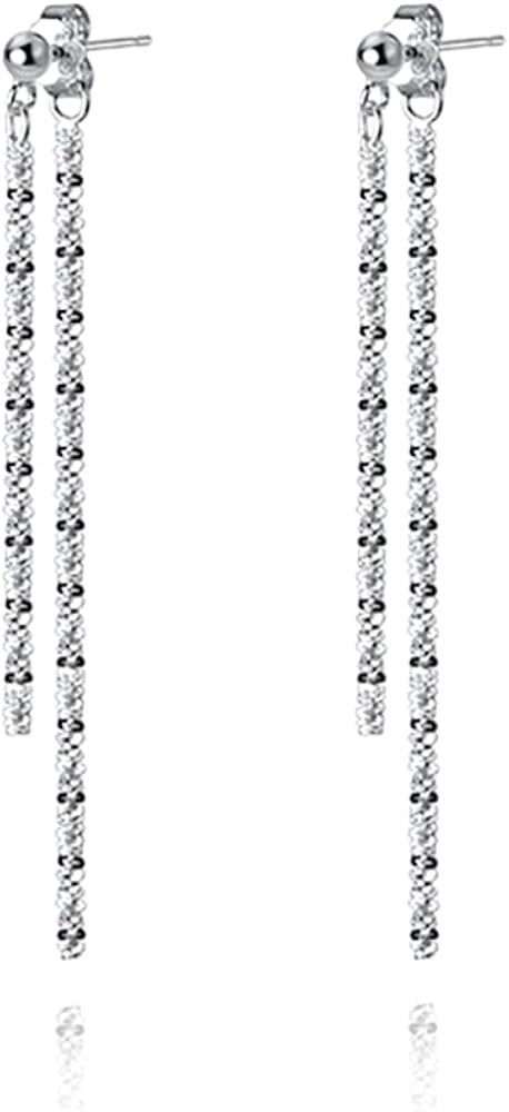 Reffeer Solid 925 Sterling Silver Long Dangle Earrings Tassel Chain for Women Girls Minimalist Da... | Amazon (US)