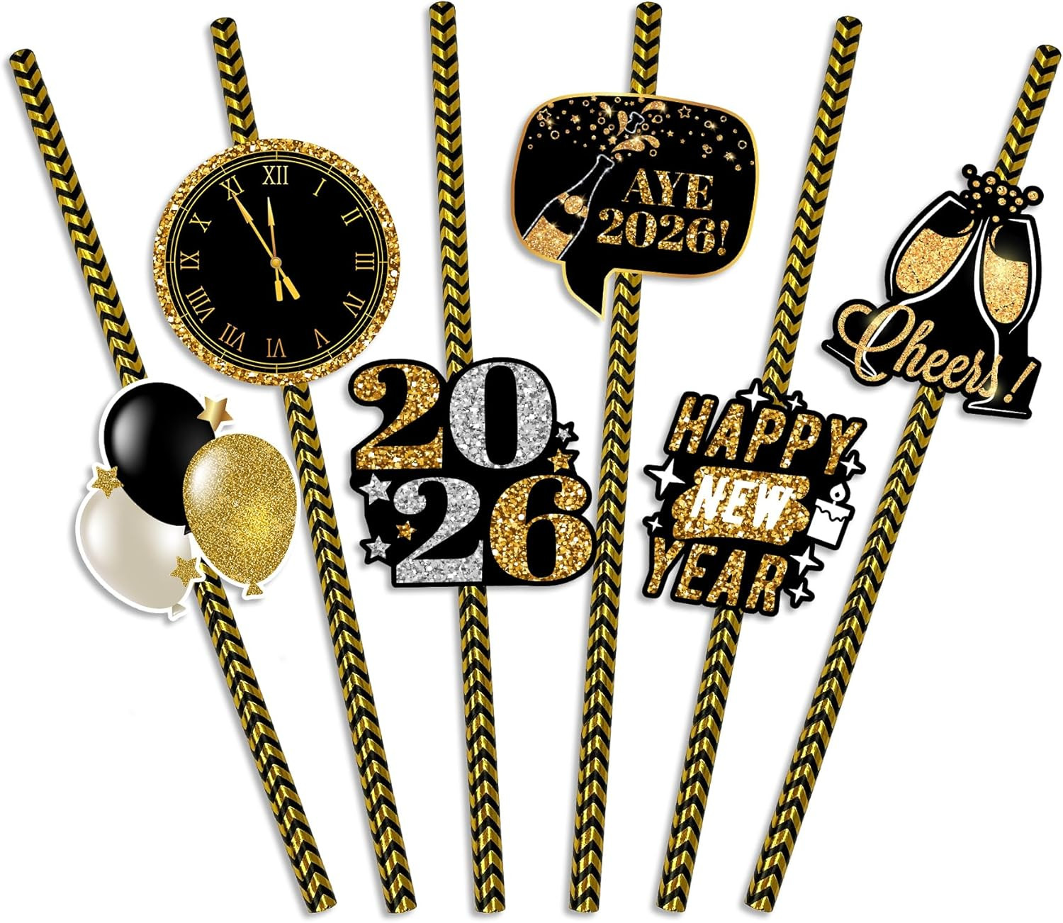 48PCS Happy New Year Straws 2026 – New Year’s Eve Striped Straws Party Supplies Decorations | Amazon (US)