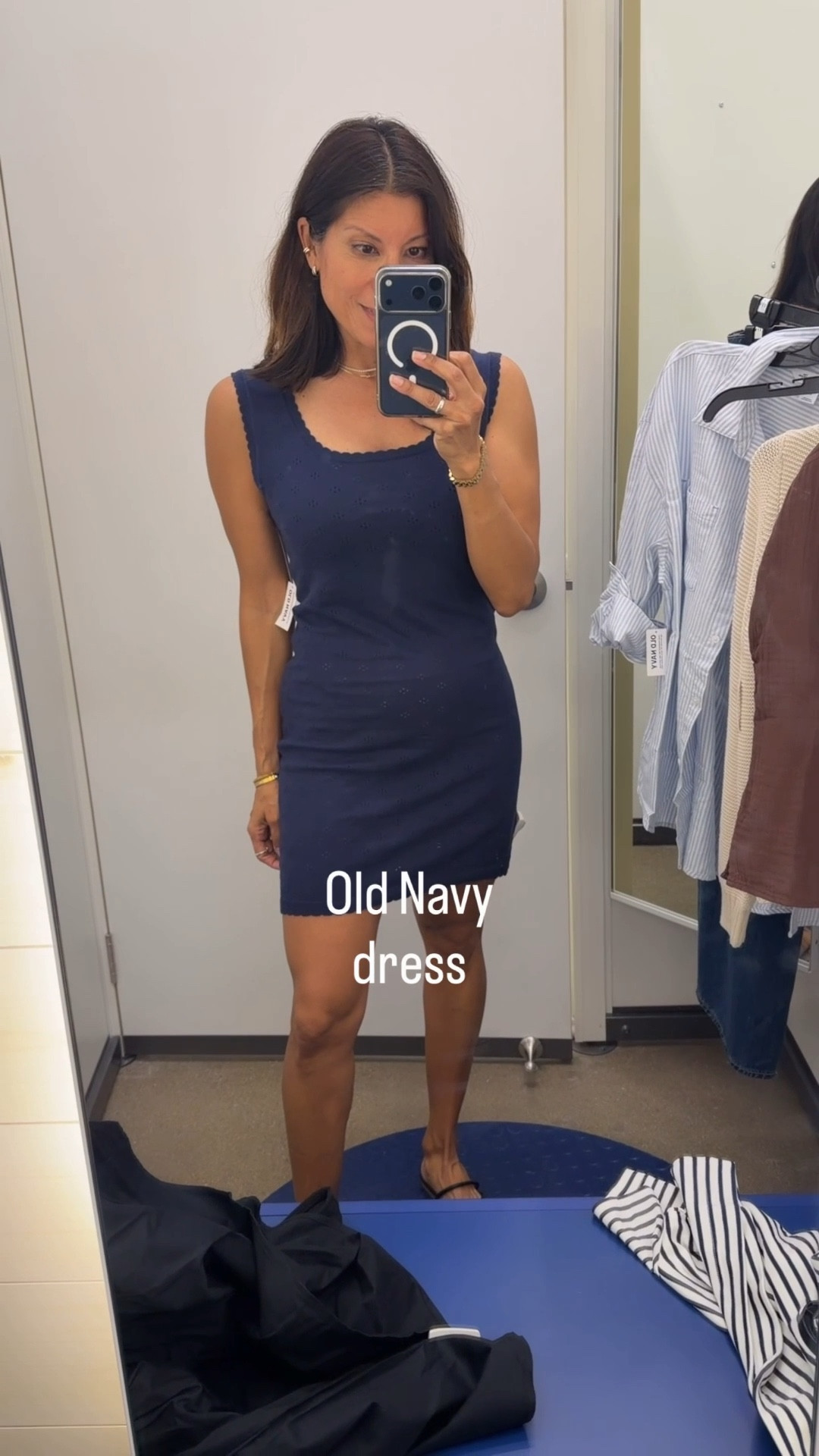 Cute Pointelle style dress to wear now and into summer. Wearing xs
Sandals comfortable fit tts 

Old Navy style 
Spring dress 
Vacation style 

#LTKTravel #LTKSeasonal #LTKOver40