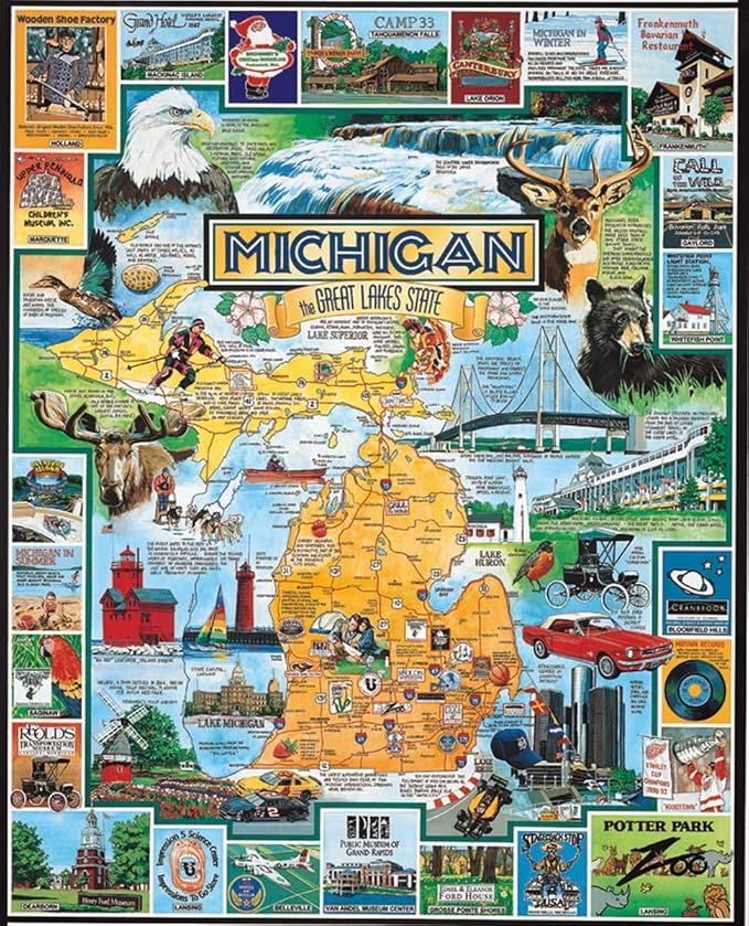 White Mountain Puzzles Best of Michigan - 1000 Piece Jigsaw Puzzle | Amazon (US)