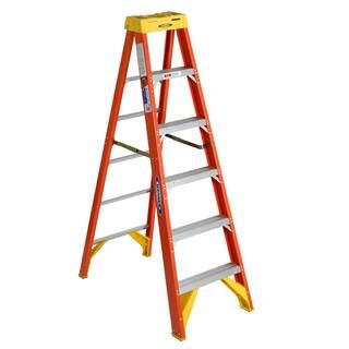 Werner 6 ft. Fiberglass Step Ladder (10 ft. Reach Height), 300 lbs. Load Capacity Type IA Duty Ra... | The Home Depot