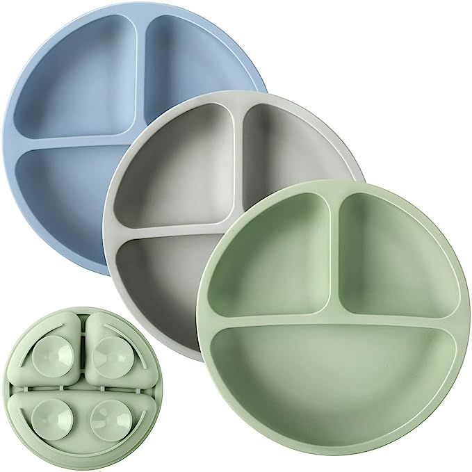 Yoofoss Toddler Plates 3 Pack - Suction Plates for Baby - 100% Silicone Baby Plates - BPA Free - ... | Amazon (US)