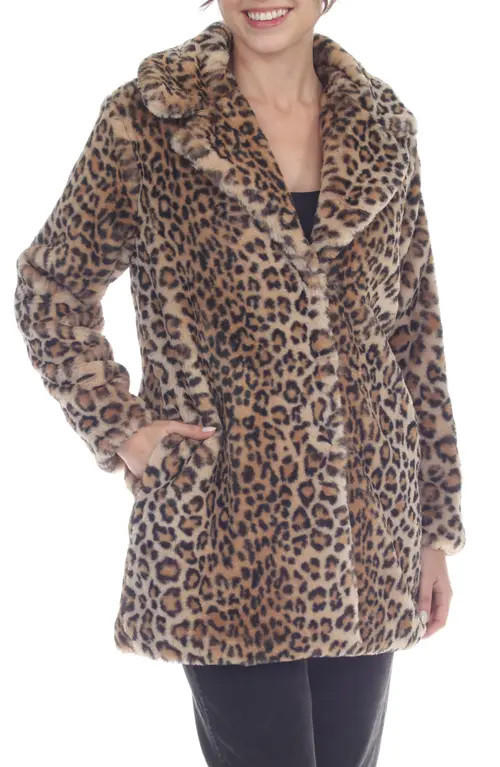 RAIN AND ROSE Faux Fur Coat in Leopard at Nordstrom, Size Large | Nordstrom