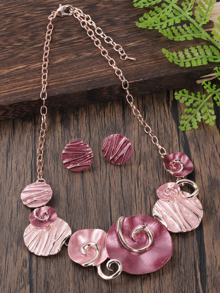 Fashionable Bohemian Style Enamel Geometric Jewelry Set For Women's Banquet Party | SHEIN