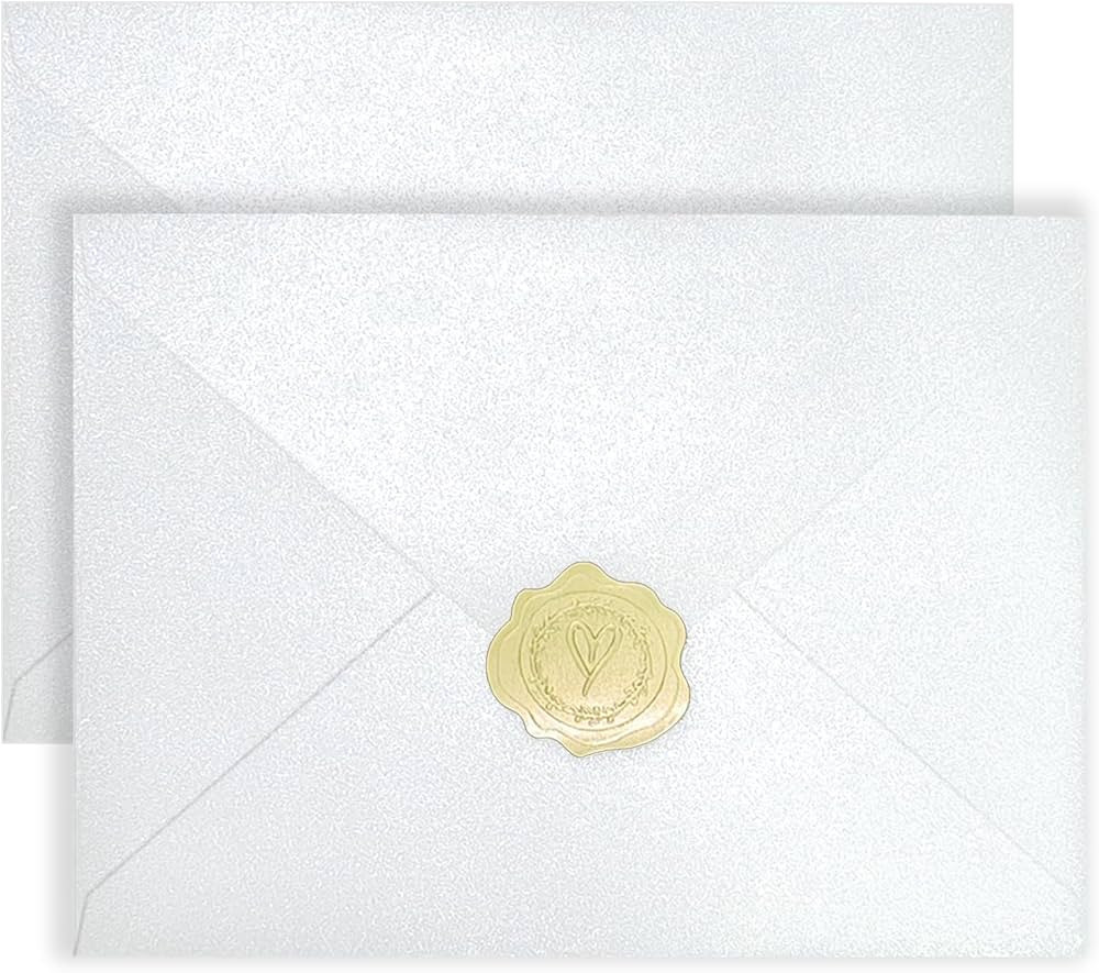 YINUOYOUJIA 50 PCS Pearl white Envelopes A7,5 x 7 white Shimmer Envelopes for Invitation,Perfect ... | Amazon (US)
