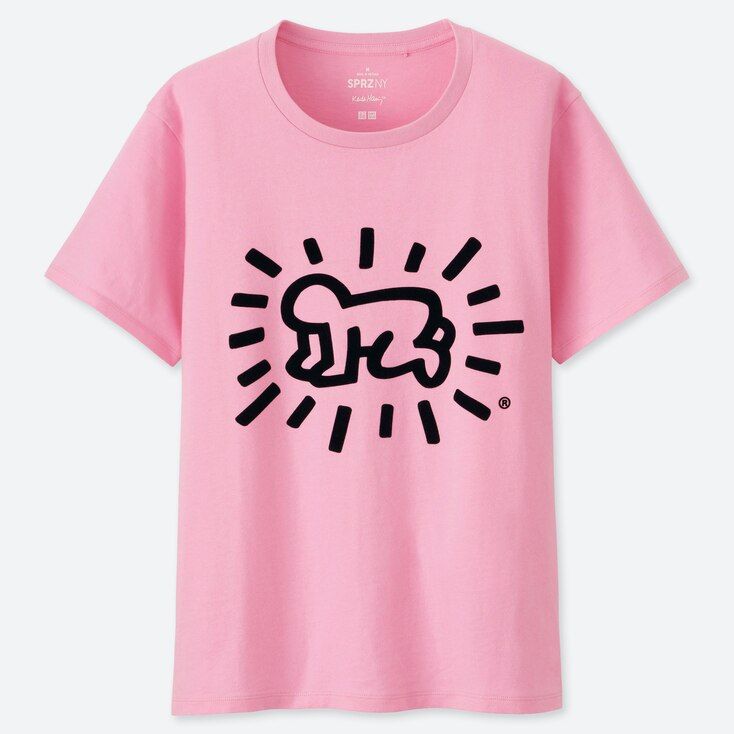 UNIQLO Women's Sprz Ny Keith Haring Ut (Short-sleeve Graphic T-Shirt), Pink, XXS | UNIQLO (US)