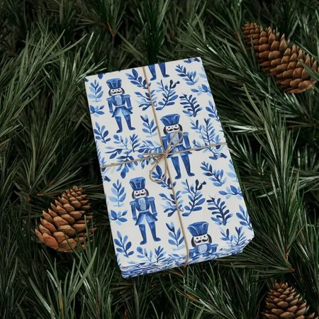 Chinoiserie Christmas Wrapping Paper, Nutcracker Toile Wrapping Paper, Christmas Blue Toile Wrapping Paper, Christmas Wrapping Paper Toile 5 Pack for Choose | Walmart (US)