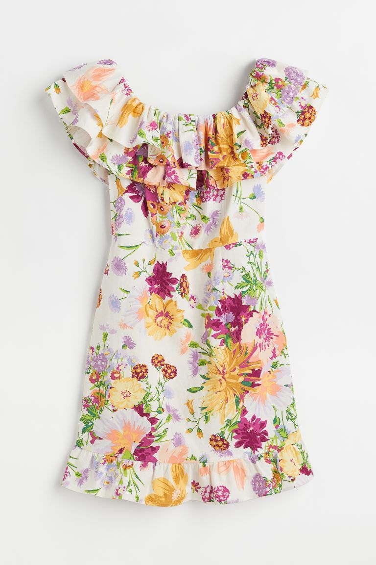 Off-the-shoulder flounced dress | H&M (UK, MY, IN, SG, PH, TW, HK)