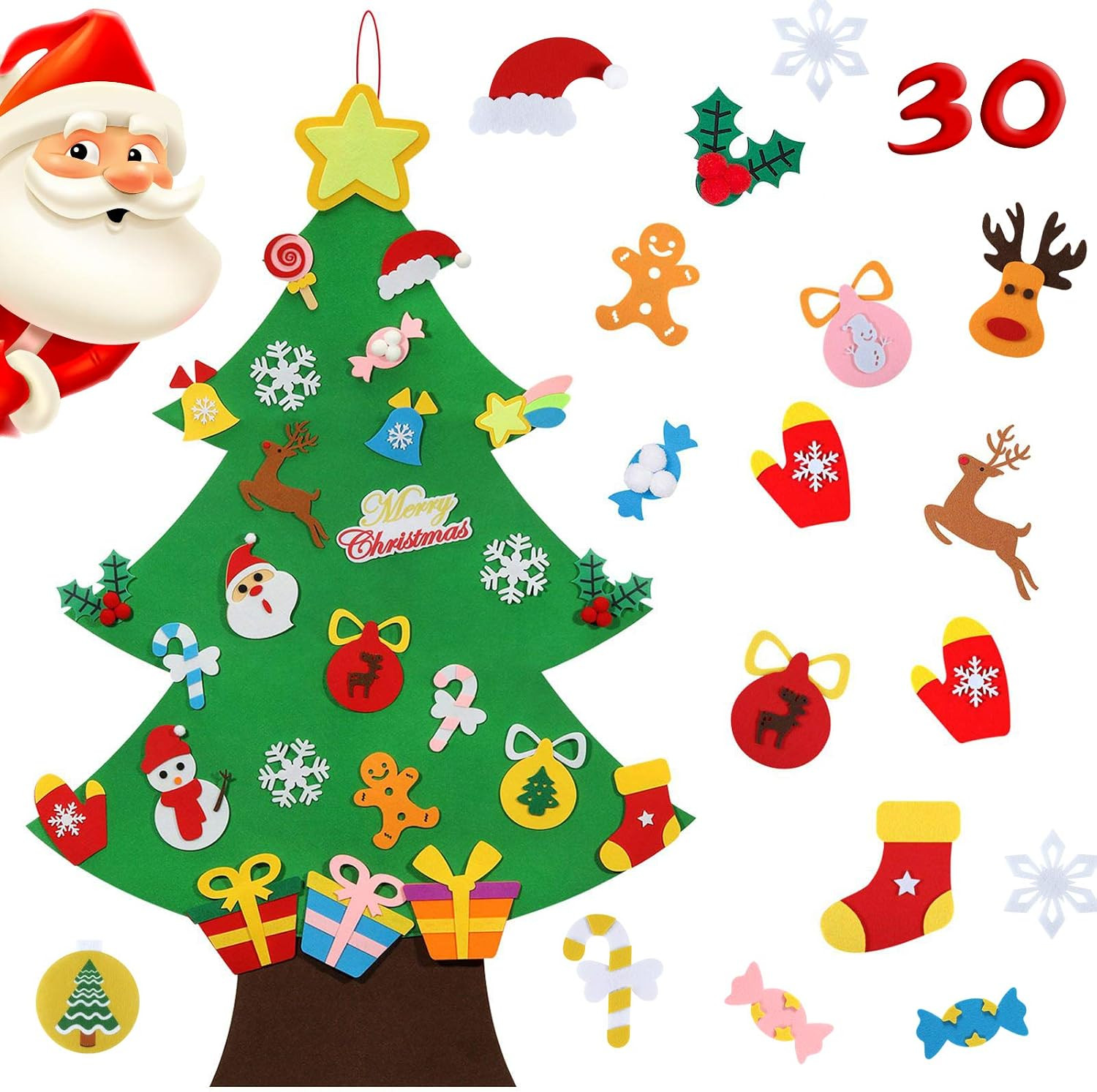 Felt Christmas Tree for Toddlers, 34Pcs DIY 3D Wall Xmas Tree | Amazon (US)