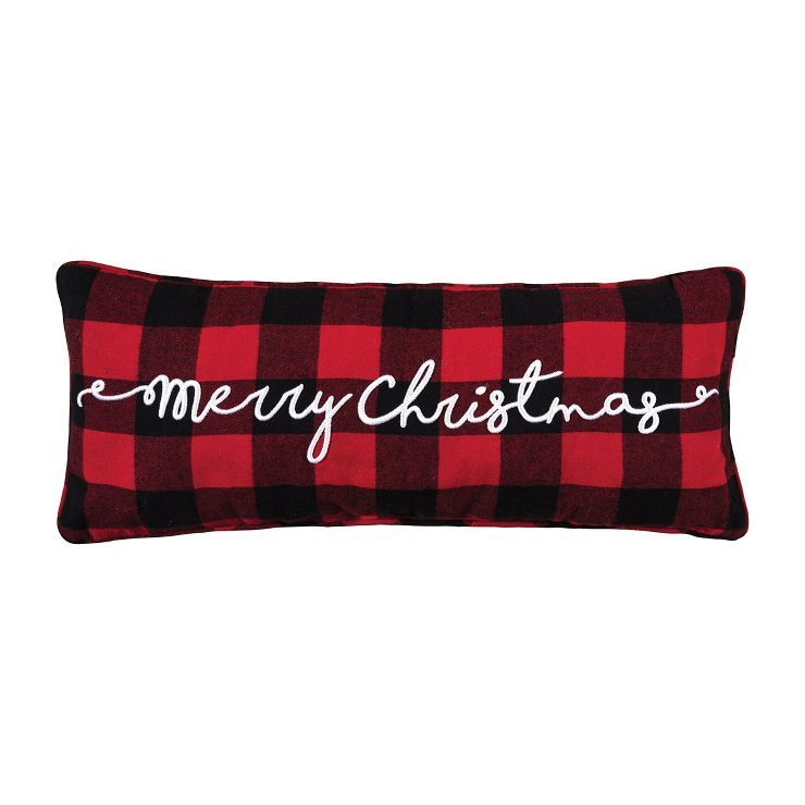 C&F Home Merry Christmas Plaid Embroidered Throw Pillow | Target