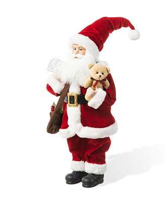 Glitzhome 18 H Christmas Mail Santa Figurine with Porcelain Face - Macy's | Macy's