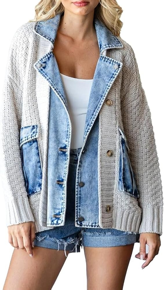 Dearlassie Denim Cardigan, Womens Knit Cardigan, Jean Jacket for Women Trendy, Womens Fall Cardig... | Amazon (US)