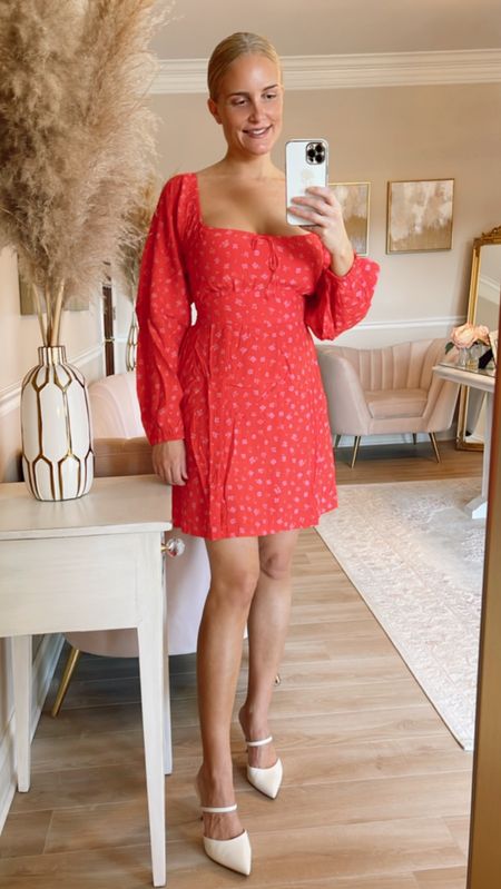 This red floral A-line dress is super flattering and forgiving! So cute for spring and currently on sale for $123.

#LTKSeasonal #LTKstyletip