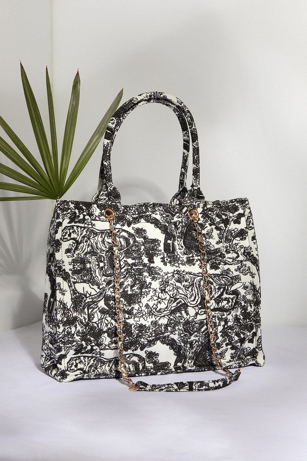 Got it All Black Toile Print Tote Bag | Lulus (US)