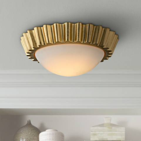 Reese 13" Wide Gold Leaf LED Ceiling Light | LampsPlus.com