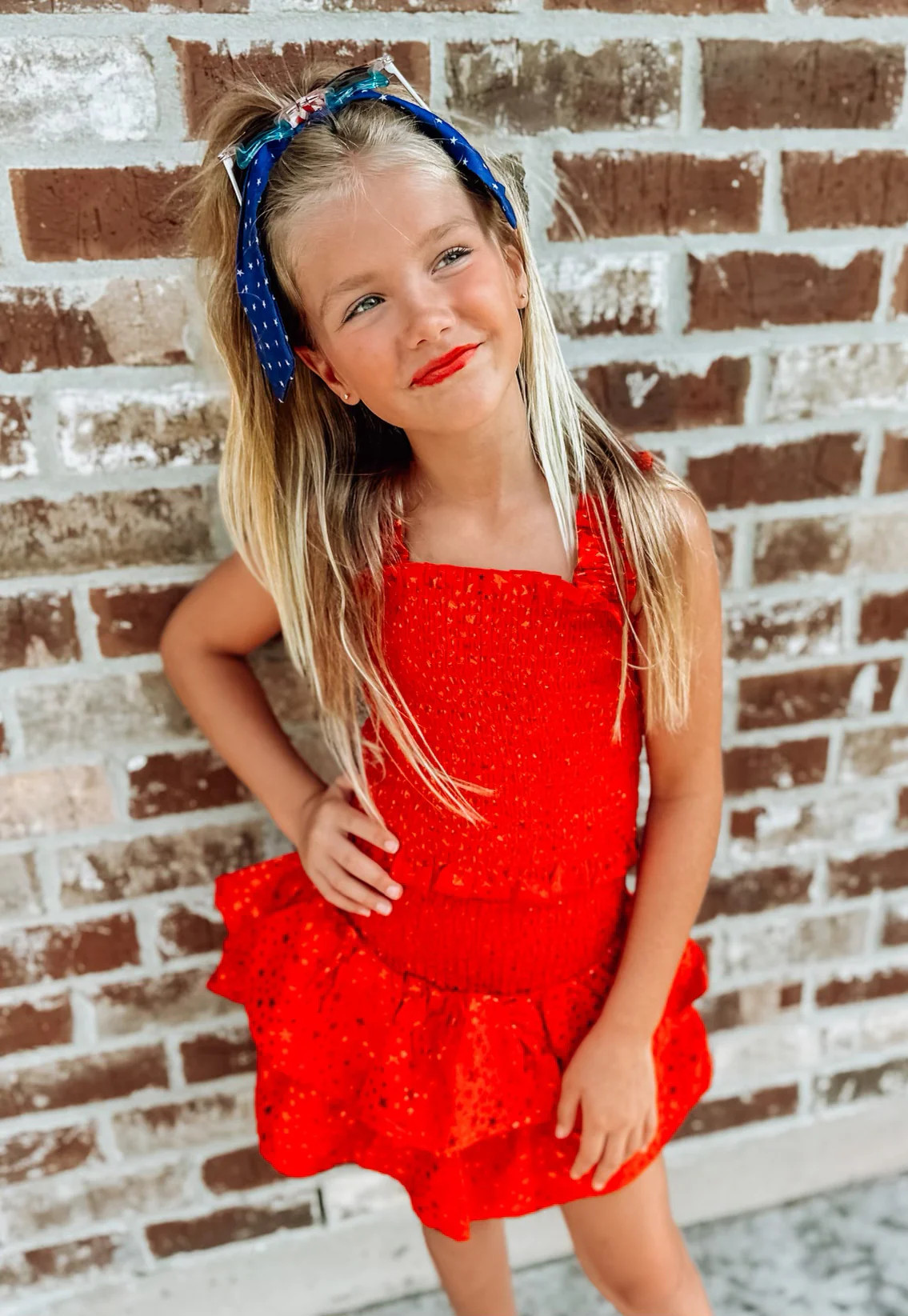 Kids Red Star Smocked Tank | Queen of Sparkles