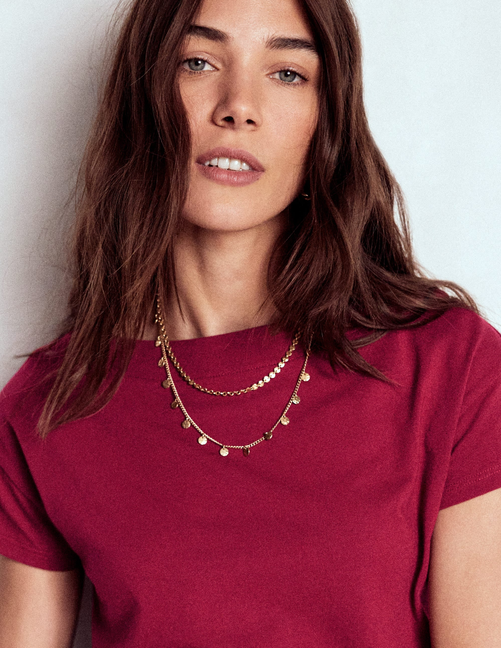 Supersoft Boat Neck T-Shirt-Burgundy Red Female Boden | Boden UK