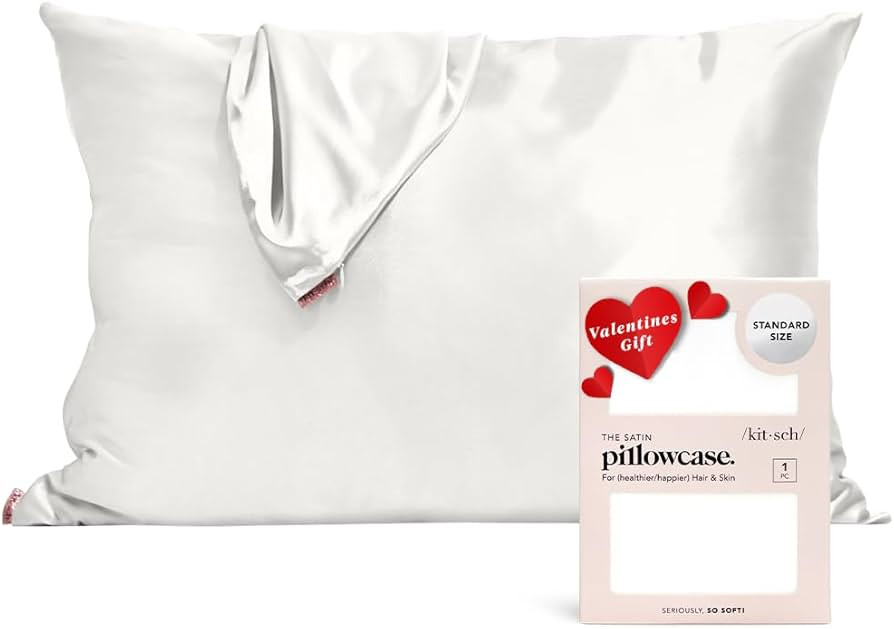 Kitsch Satin Pillowcase with Zipper for Hair & Skin, Softer Than Silk Pillow Cases Queen, Wrinkle... | Amazon (US)