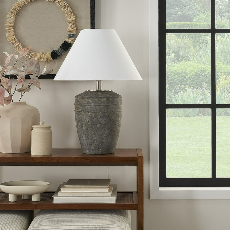 25" Rustic Brown Ceramic Farmhouse Table Lamp - Nourison | Walmart (US)