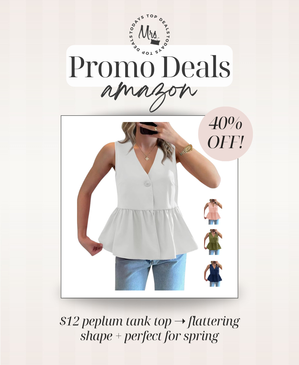 $12 peplum tank top ➝ flattering shape + perfect for spring 

 #LTKSpringSale #LTKootd #LTKSaleAlert