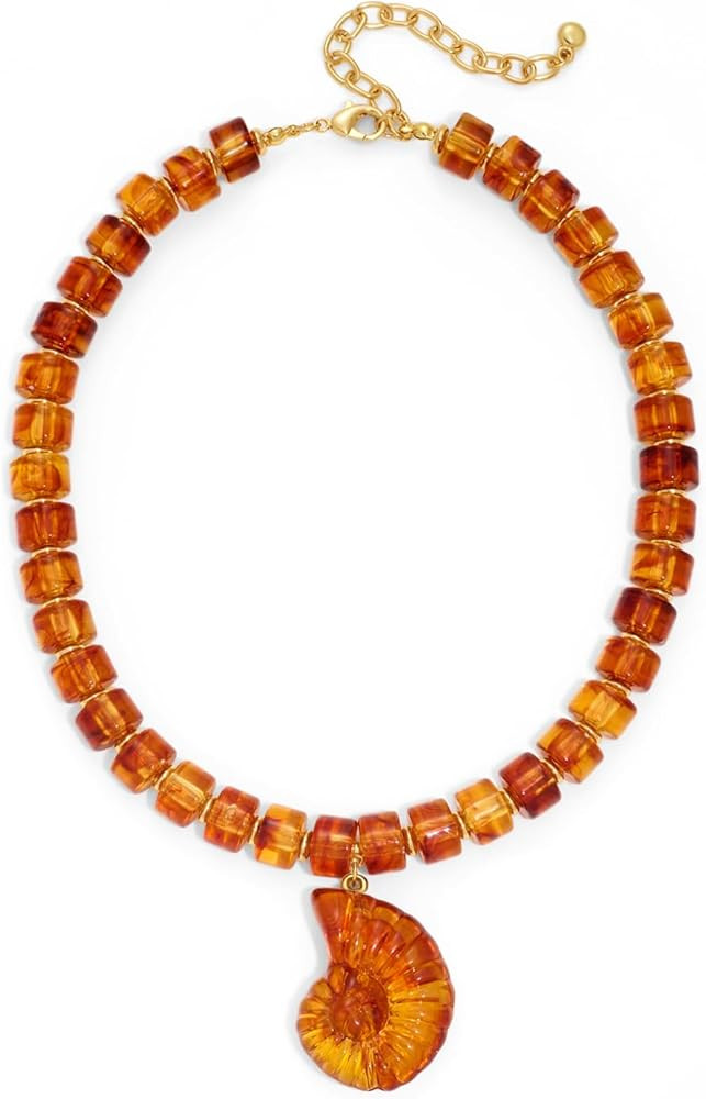 Summer Beach Jewelry Chunky Shell Pendant Necklace for Women Resin Beaded Choker Necklaces Trendy... | Amazon (US)