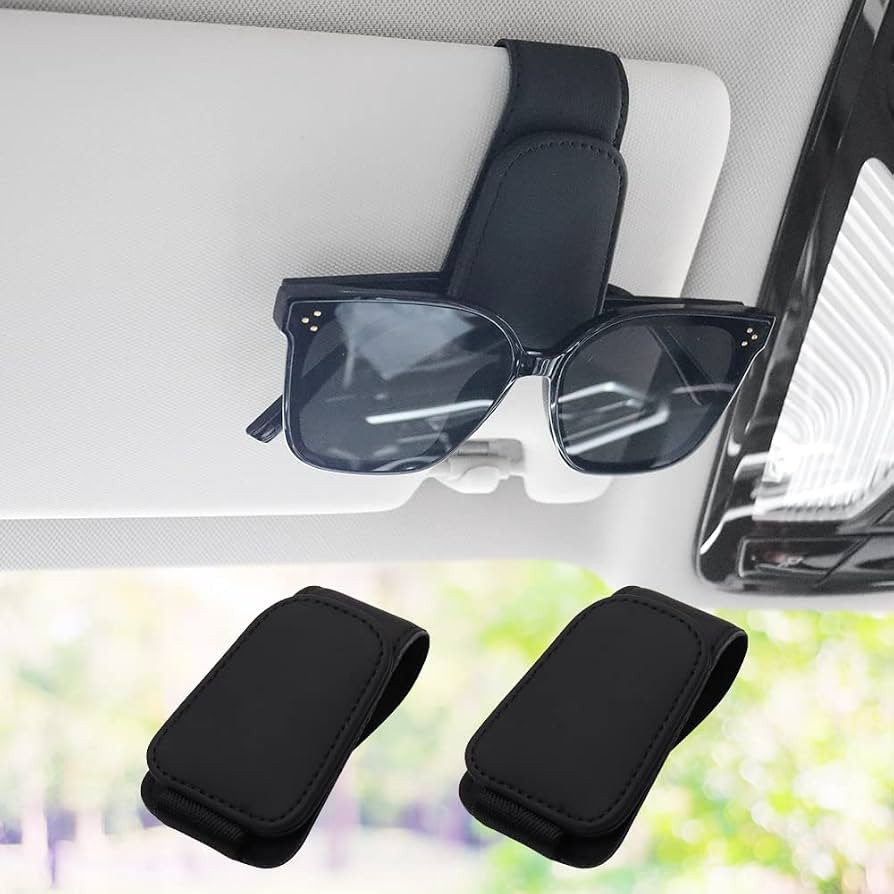 SUNCARACCL 2 PCS Sunglass Holder for Car Visor, Magnetic Leather Eyeglass Hanger Clip for Car, Su... | Amazon (US)