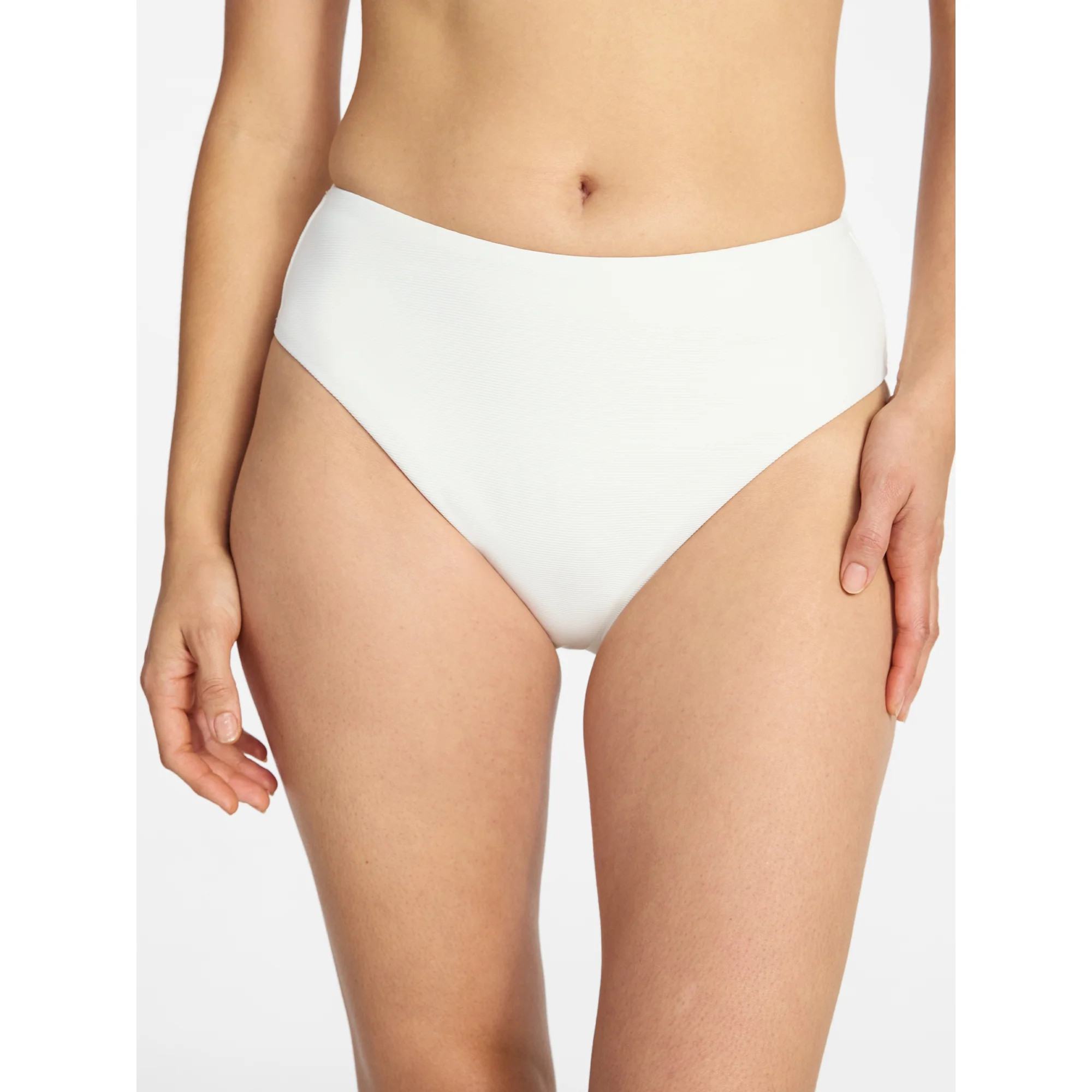 Time and Tru Women's and Women's Plus Size Ribbed Mid Rise Bikini Swim Bottoms, Sizes XS-3X | Walmart (US)