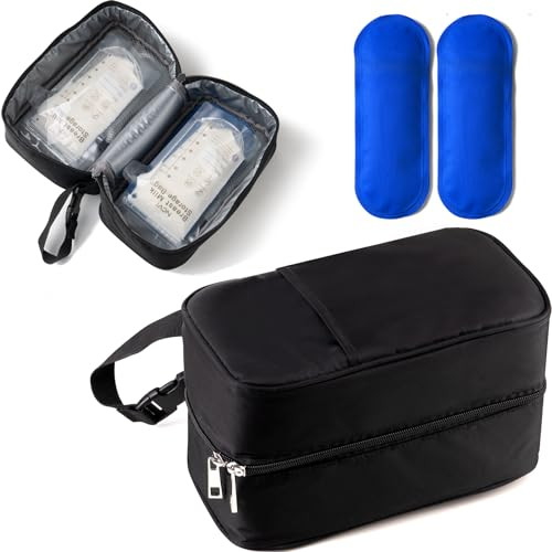 NCVI Breastmilk Cooler Travel Bag, Portable Small Cooler Bag for Breast Milk & Baby Bottle/Food, Insulated and Waterproof Cooler Bag with 2 Ice Pack, Fit for Travel, Outdoors, Daycare | Amazon (US)