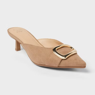 Women’s Larissa Pointed Toe Mule Heels – A New Day™ Beige | Target