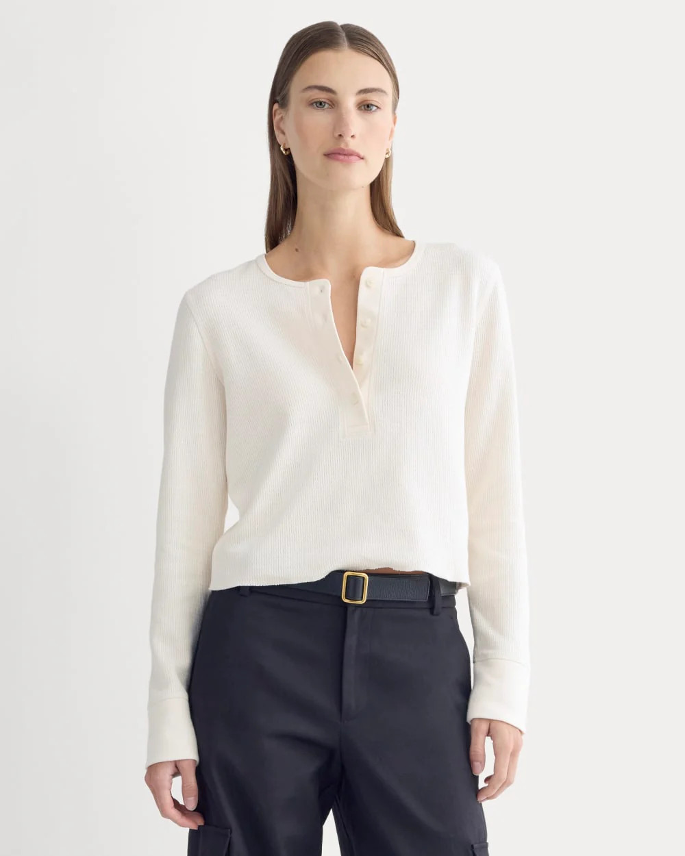 Boxy Henley in Cozy Waffle | Bone | Everlane