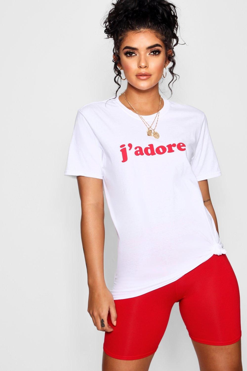 Danielle J'adore Slogan T-Shirt | Boohoo.com (US & CA)
