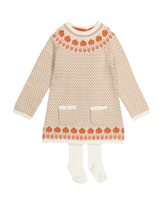 Toddler Girls Jacquard Pumpkin Sweater Dress | TJ Maxx