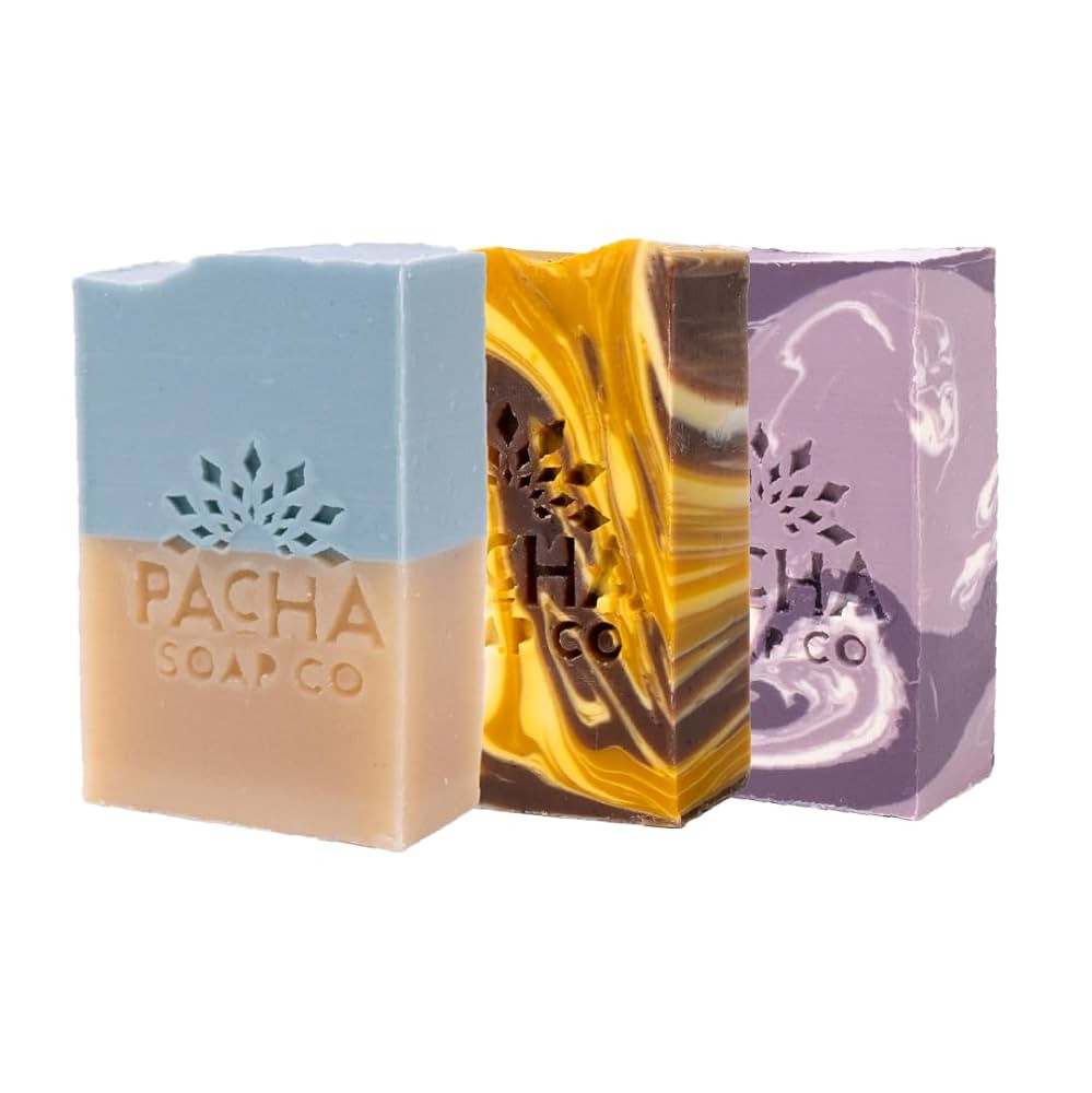 Pacha Soap Co. Bar Soap, Best Sellers, 3-Pack (4 oz ea) - Sand & Sea, Almond Goat’s Milk, Frenc... | Amazon (US)