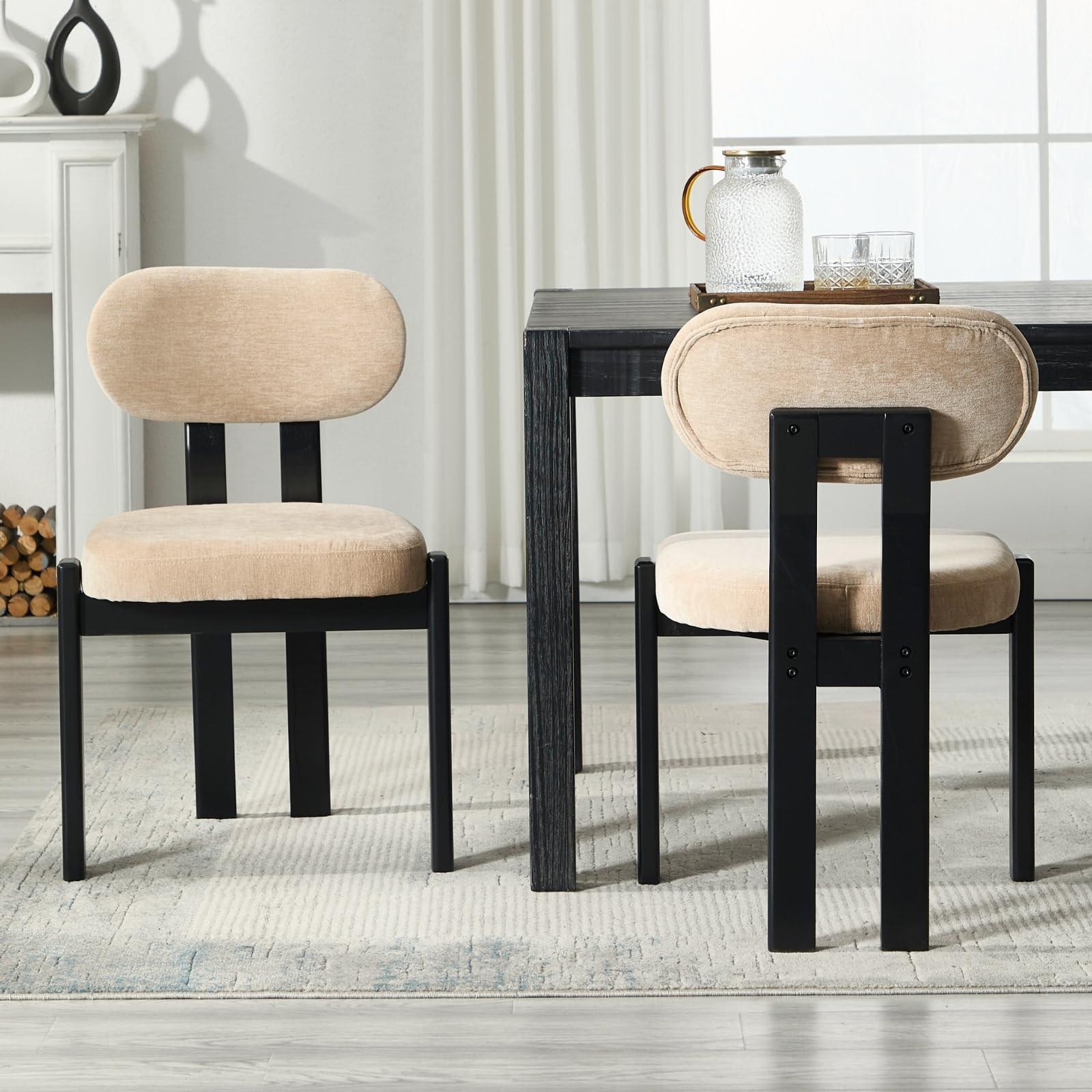 DUOMAY Modern Dining Chairs Set of 2, Chenille Upholstered Dining Room Chairs Makeup Vanity Chair... | Amazon (US)