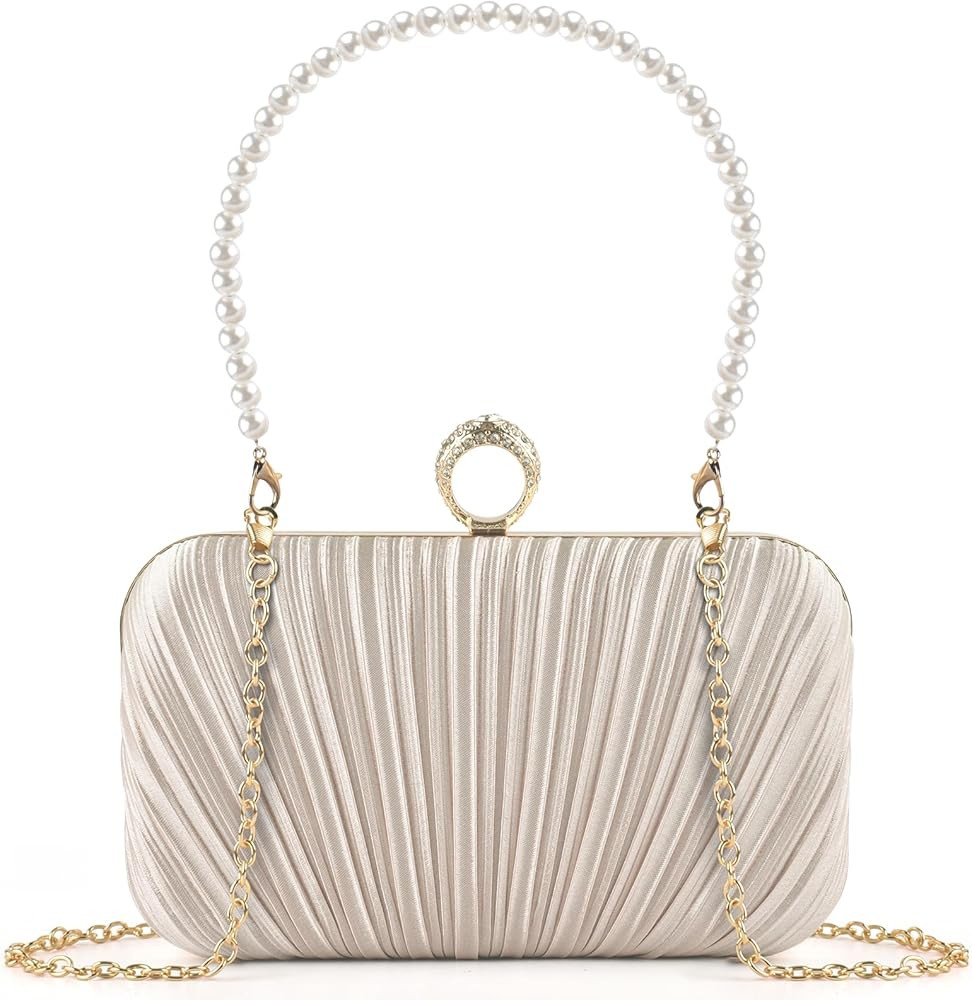 PACETAP Women's Evening Bag Clutch Purse, Mini Pleated Seashell Evening Clutch for Wedding Party ... | Amazon (US)