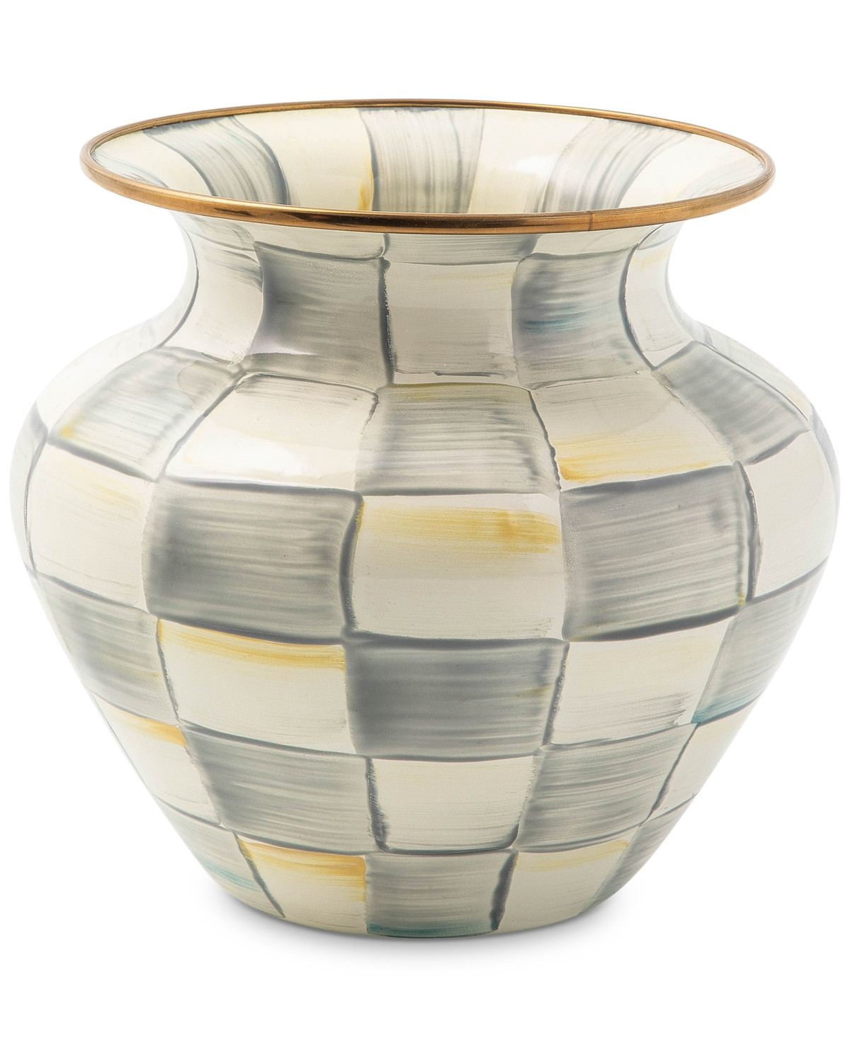 Mackenzie-Childs Sterling Check Enamel Large Vase | Macy's