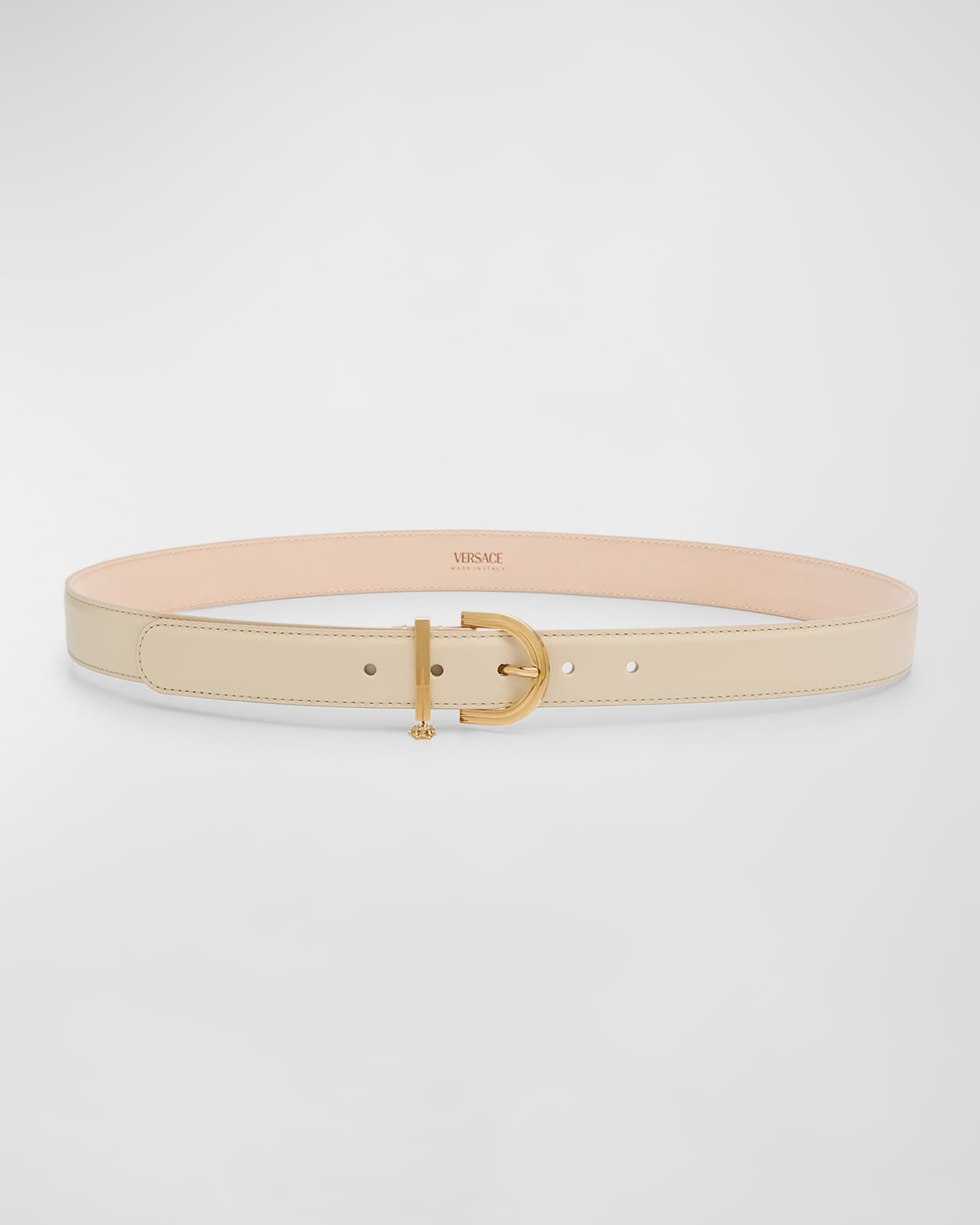 Versace Medusa Charm Leather & Brass Belt | Neiman Marcus