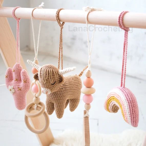 Highland Cow Baby Play Gym  Wooden Baby Gym With Five Toys: - Etsy | Etsy (US)