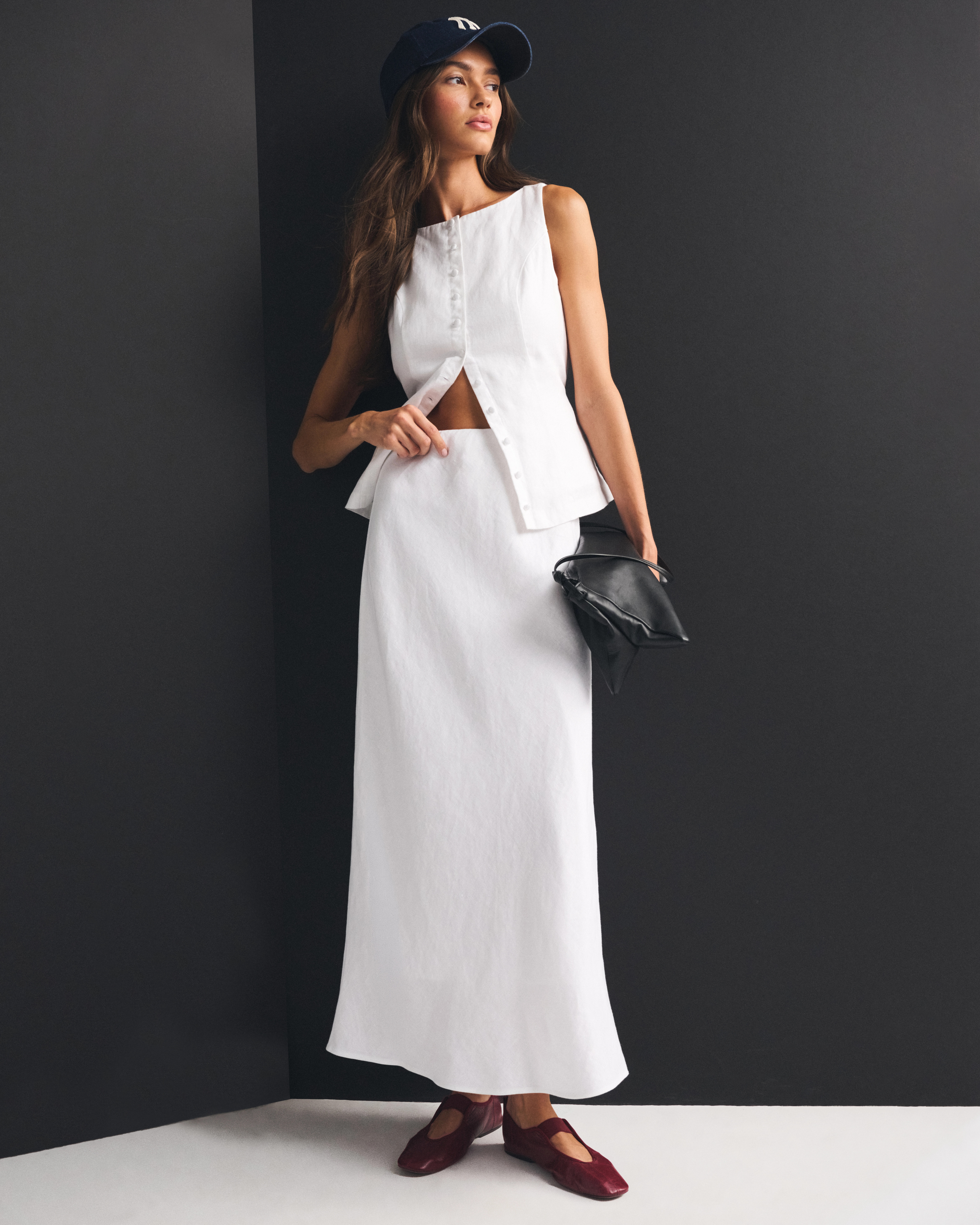 100% Linen High Rise Maxi Skirt | Abercrombie & Fitch (US)