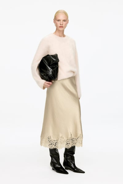 Lace-Detail Satin Skirt | Arket UK