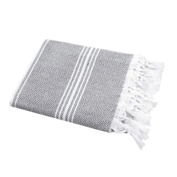 SALBAKOS Turkish Peshtemal Fouta Towel, 100% Organic Cotton, 40 x 70 Inch, Herringbone Gray | Walmart (US)