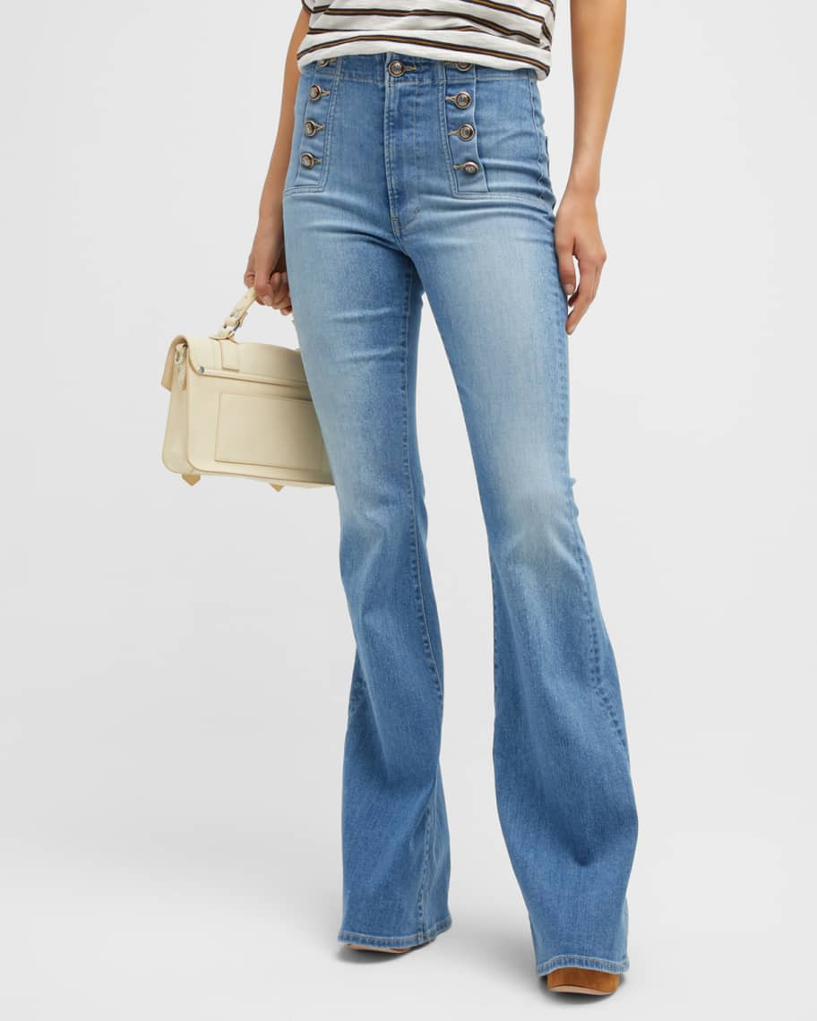 Veronica Beard Jeans Sheridan High-Rise Sailor Bell Bottom Jeans | Neiman Marcus