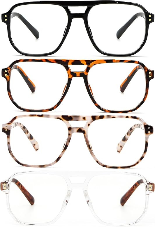 KoKoBin Aviator Reading Glasses for Women Men,4 Pairs OversizedBlue Light Blocking Spring Hinge R... | Amazon (US)