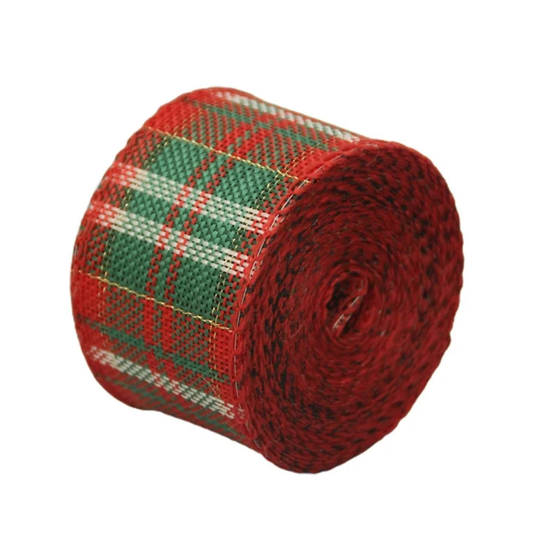 CreativeArrowy Christmas Wired Edge Ribbons Buffalo Plaid Wrapping Ribbon Red Green Burlap Ribbon... | Walmart (US)