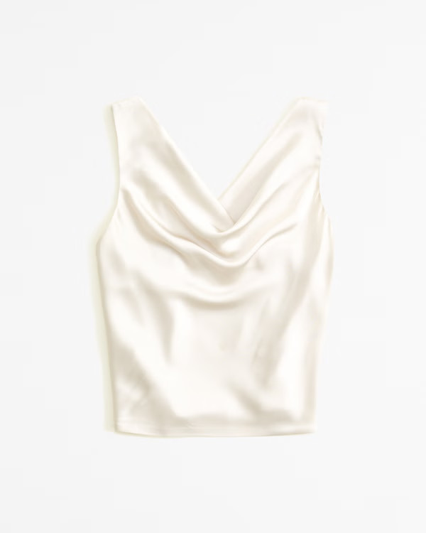 Women's Satin High-Neck Cowl Top | Women's Tops | Abercrombie.com | Abercrombie & Fitch (US)