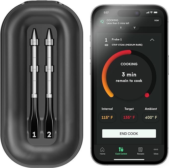 CHEF iQ Smart Wireless Meat Thermometer with 2 Ultra-Thin Probes, Unlimited Range Bluetooth Meat ... | Amazon (US)